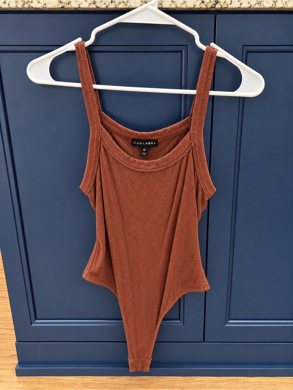 JLUXLABEL Ribbed Tank Bodysuit in Rust Brown - Picture 1 of 1
